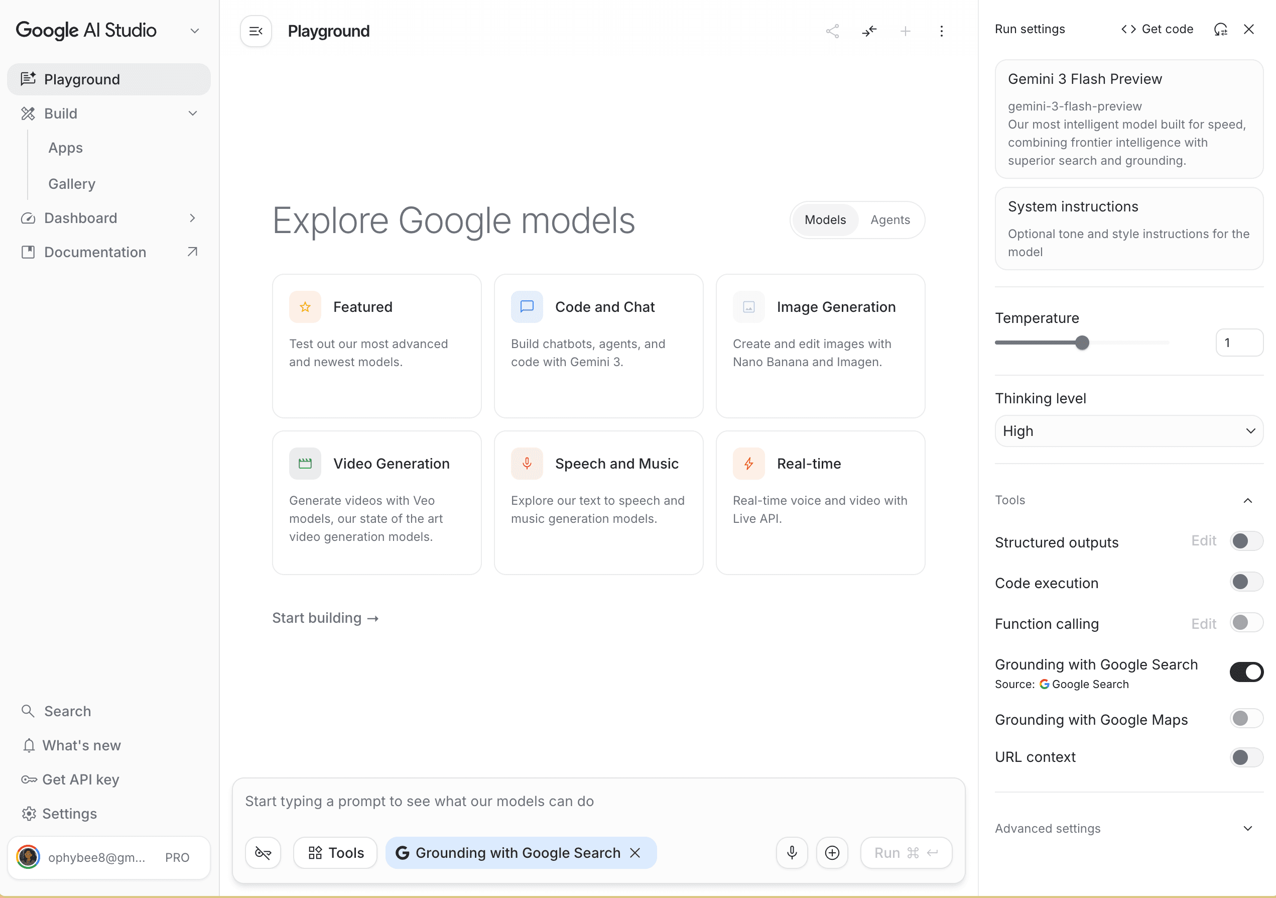 Google AI Studio Playground
