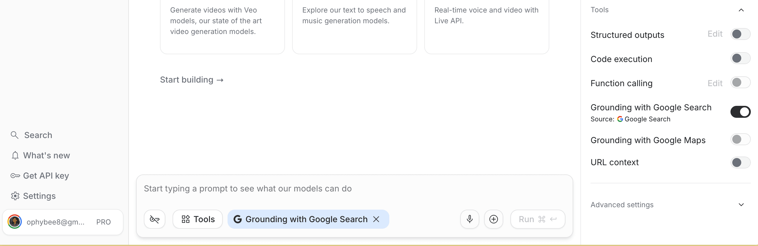 Enabling Grounding with Google Search in AI Studio