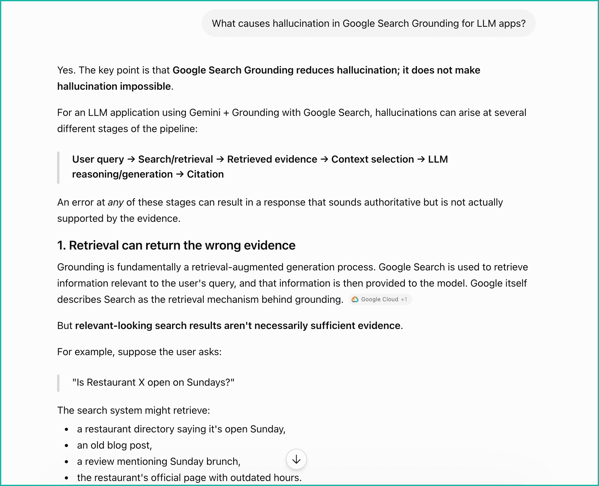 ChatGPT response showing answer to query 1